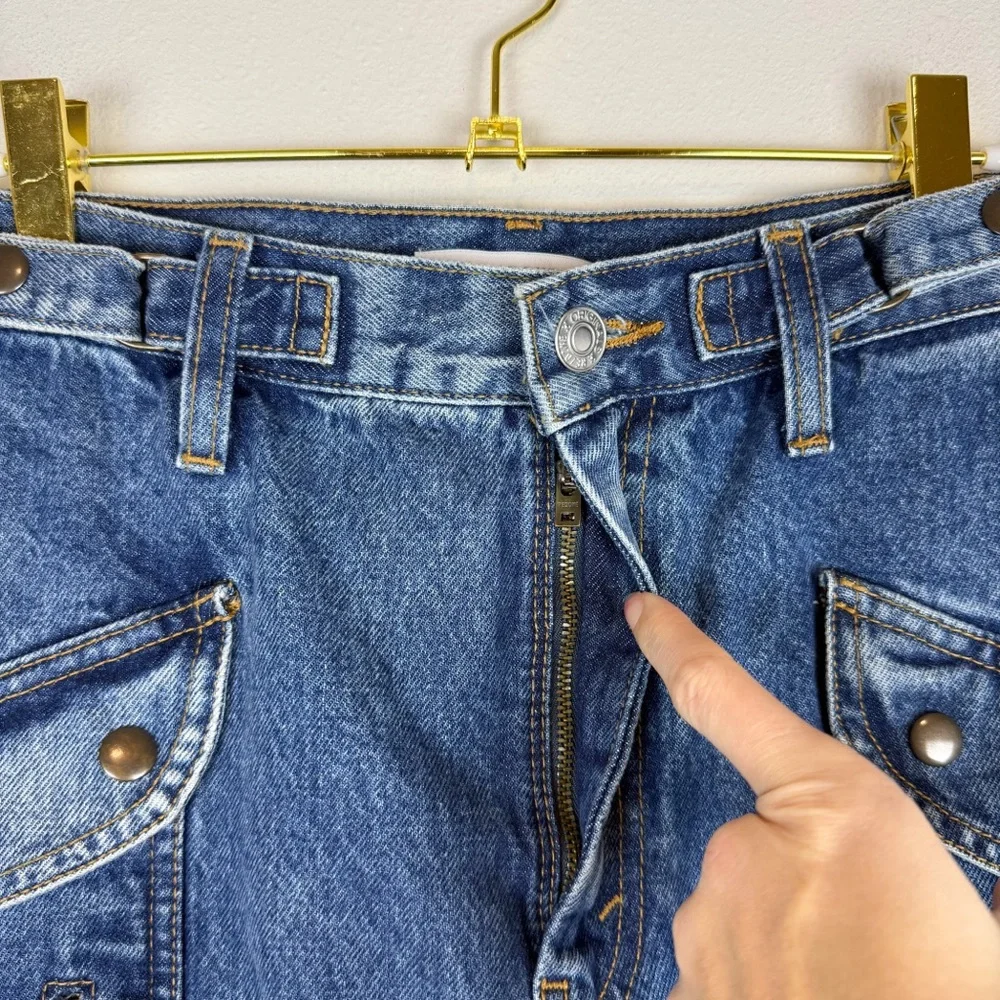 Re/Done Racer Denim Cargo Mini Skirt Moto Speedway Size‎ 27